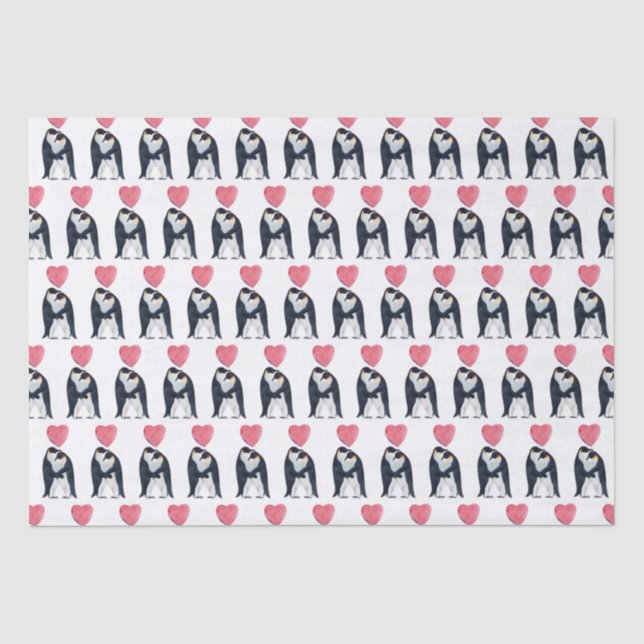 Couple Kaiser Penguin Herz  Seidenpapier (Vorderseite)