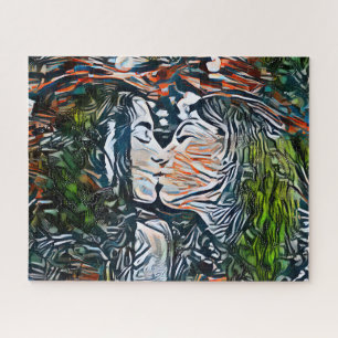 Couple Kissing Farbenfrohe Abstrakte Puzzle