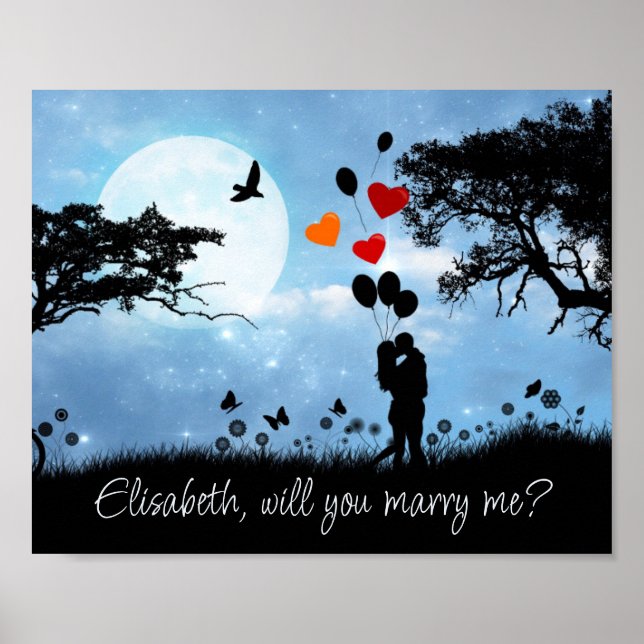 Couple Kissing Romantic wirst du mich heiraten Poster (Vorne)
