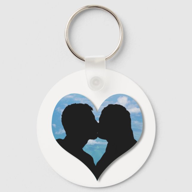 Couple Kissing Silhouette Schlüsselanhänger (Vorderseite)