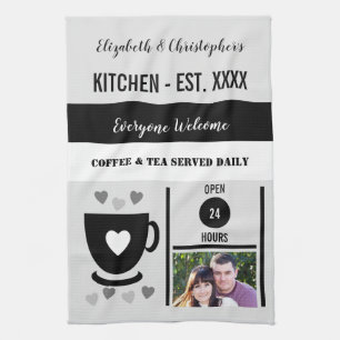 Couple Küchenest Date Kaffee Foto schwarz Geschirrtuch