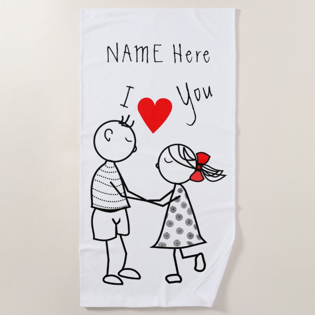 Couple Liebe Beach Handtuchgeschenk mit eigenem Na Strandtuch (Vorderseite)
