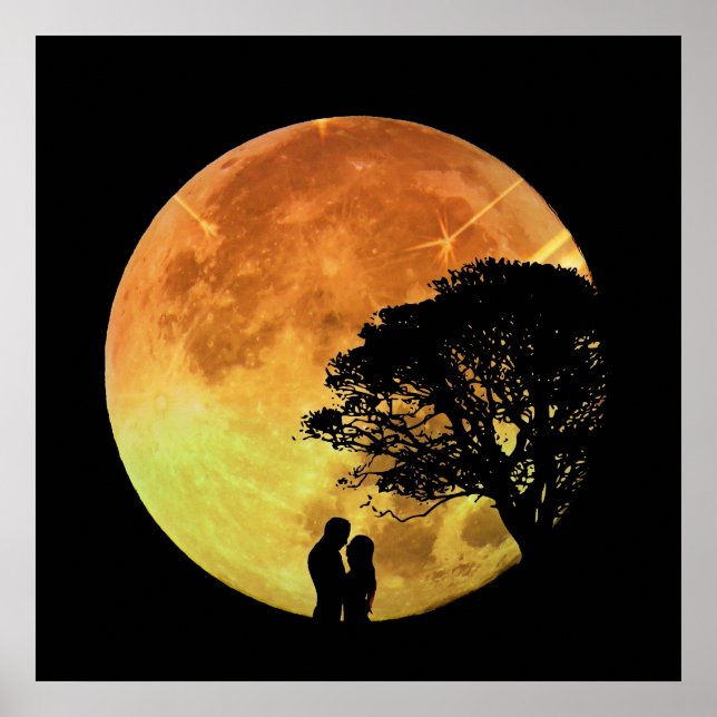 Couple Liebe Romantische Liebhaber des Mondlichtes Poster (Vorne)
