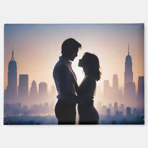 Couple Liebe Romantische Sonnenuntergang Silhouett Magnet