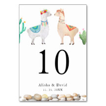 Couple Llama Wedding Tischnummer