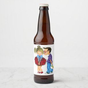 Couple Love Valentine's Day Bier Bottle Étiquette