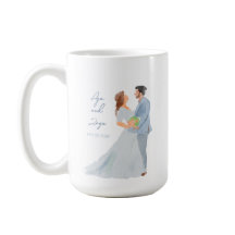 Couple Mariage gris bleu Mug personnalisé w Date