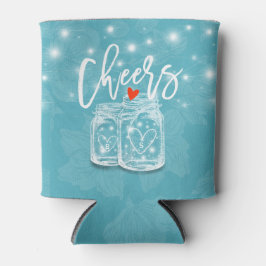Couple Mason Jar String Lights Blue Floral Wedding Dosenkühler