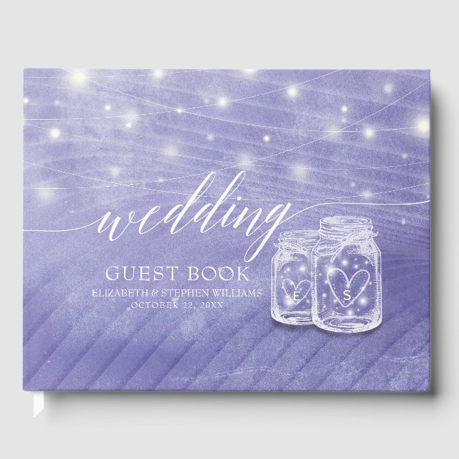 Couple Mason Jars String Lights Wedding Gästebuch (Vorderseite)