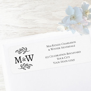 Couple Monogram Elegant Wedding Rücksendeadresse