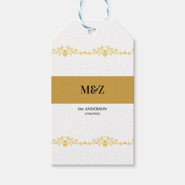 Couple Monogram Hochzeitdatum dekorative Grenze Geschenkanhänger (Vorderseite)