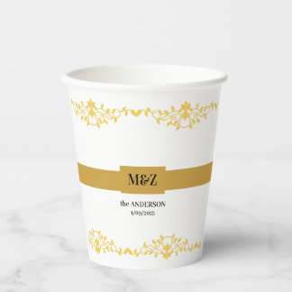 Couple Monogram Hochzeitdatum dekorative Grenze Pappbecher