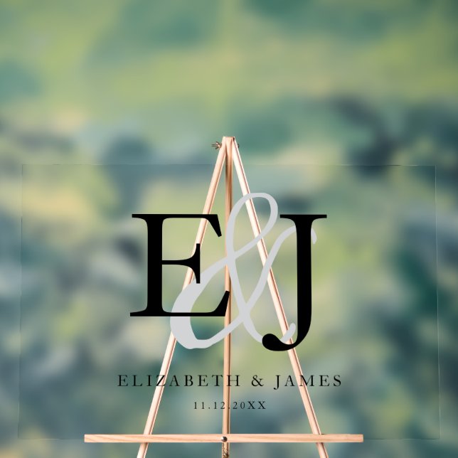 Couple Monogram Initials Elegante Wedding Sign Acrylschild (Neutral)