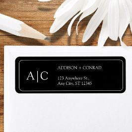 Couple Monogram Minimalistisch Black Rücksendeadre