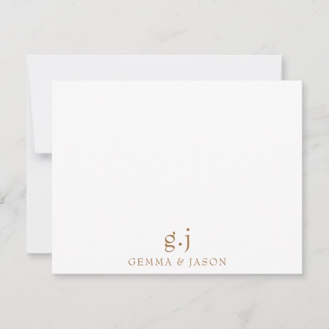 Couple Monogram Minimalistisch Classic Mitteilungskarte (Vorderseite)