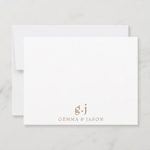 Couple Monogram Minimalistisch Classic Mitteilungskarte