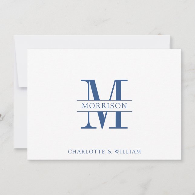 Couple Monogram Minimalistisch Navy White Note Car Mitteilungskarte (Vorderseite)