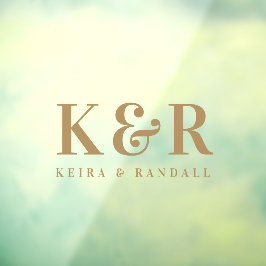 Couple Monogram Minimalistisch Simple Gold Fensteraufkleber