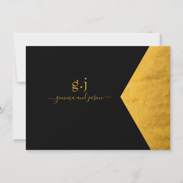 Couple Monogram Minimalistische Imitate Gold Foil  Mitteilungskarte (Vorderseite)