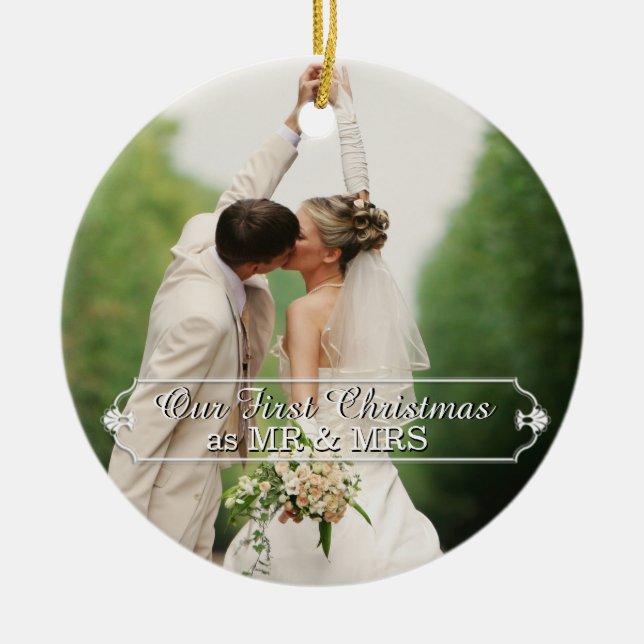 Couple Mr & Mrs. First Christmas Holiday Ornament (Vorne)