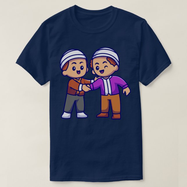 Couple Muslim Men Shaking Hands Cartoon1 T-Shirt (Design vorne)