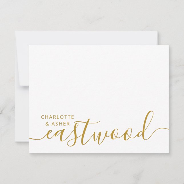 Couple Name Wedding Gold Monogram Note Card Mitteilungskarte (Vorderseite)