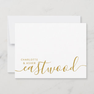 Couple Name Wedding Gold Monogram Note Card Mitteilungskarte
