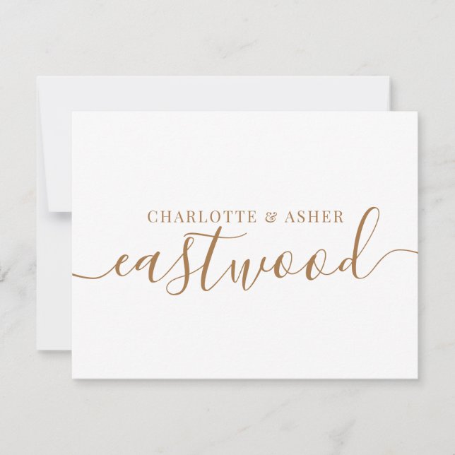 Couple Name Wedding Gold Monogram Note Card Mitteilungskarte (Vorderseite)