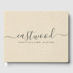 Couple Name Wedding Monogram Cream Imitate Linen Gästebuch