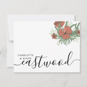 Couple Name Wedding Monogram Floral Mitteilungskarte
