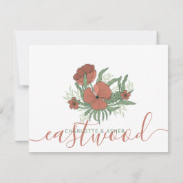 Couple Name Wedding Monogram Floral Mitteilungskarte