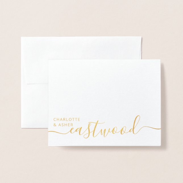Couple Name Wedding Monogram Gold Foil Folienkarte (Vorderseite mit Umschlag)