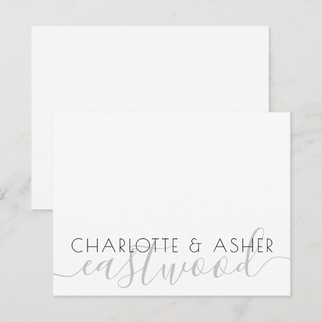 Couple Name Wedding Monogram Note Card Mitteilungskarte (Vorne/Hinten)