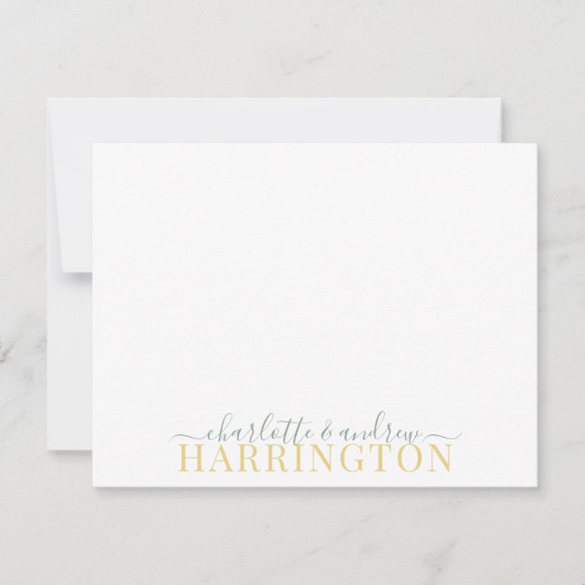Couple Name Wedding Monogram Pastel Green Mustard Mitteilungskarte (Vorderseite)