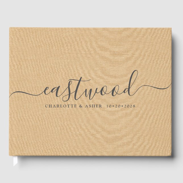Couple Name Wedding Monogram Peach Cream Gästebuch (Vorderseite)