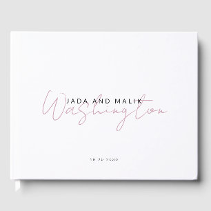 Couple Name Wedding Monogram Pink Script Name Gästebuch