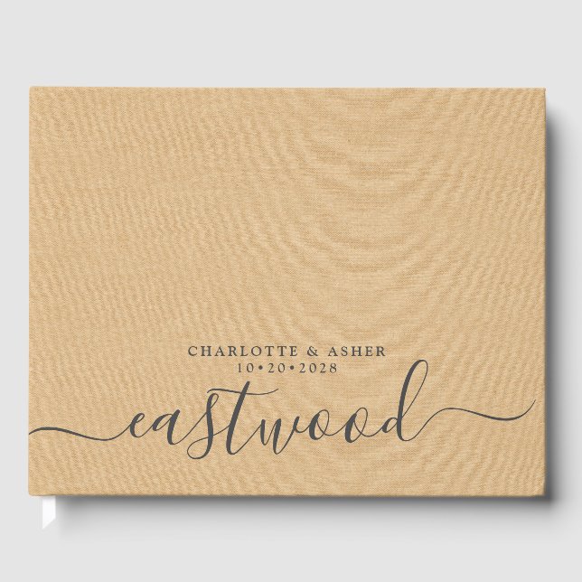 Couple Name Wedding Monogram Tan Gästebuch (Vorderseite)
