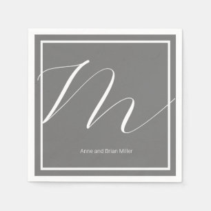 Couple Names Elegant Mit Monogramm Grau Serviette