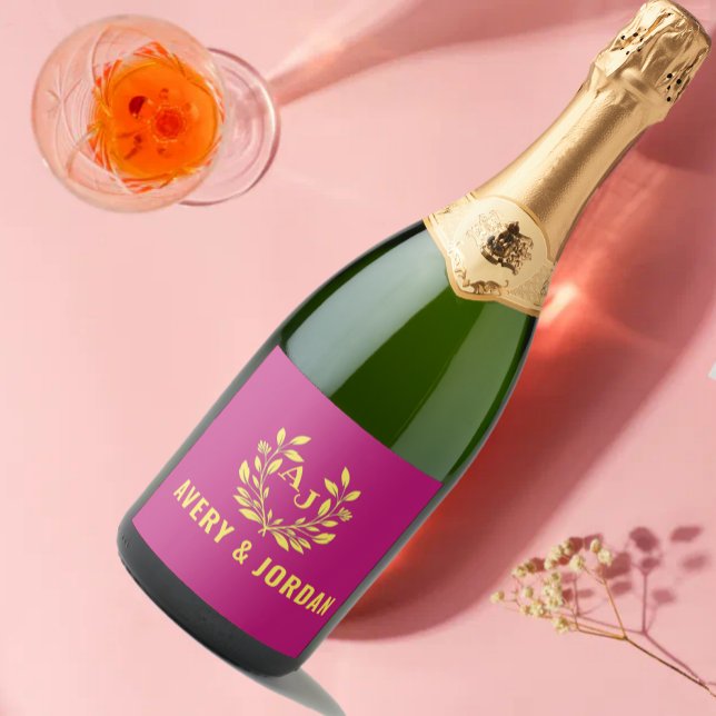 Couple Names Monogram Yellow & Pink Elegant  (Von Creator hochgeladen)