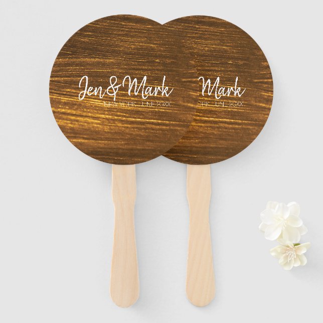 Couple Names, Staat, Hochzeitstag auf Gold Streaks Fächer (Vorne und Hinten)