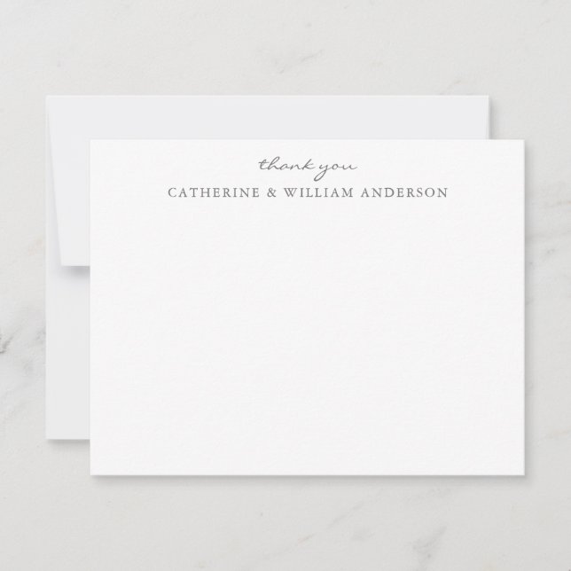 Couple Newlywed Gray Script Danke Stationery Mitteilungskarte (Vorderseite)