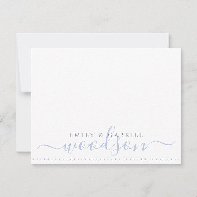 Couple Newlyweds Name Wedding Monogram Blue Mitteilungskarte (Vorderseite)