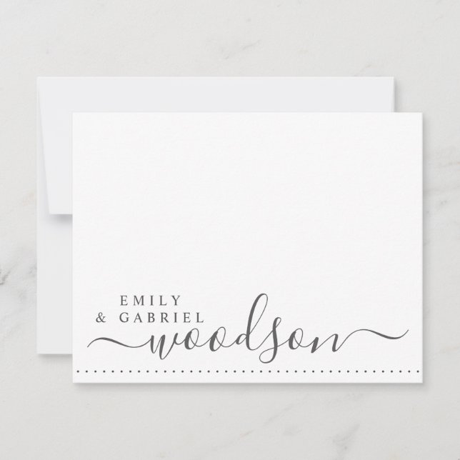 Couple Newlyweds Name Wedding Monogram Script Mitteilungskarte (Vorderseite)