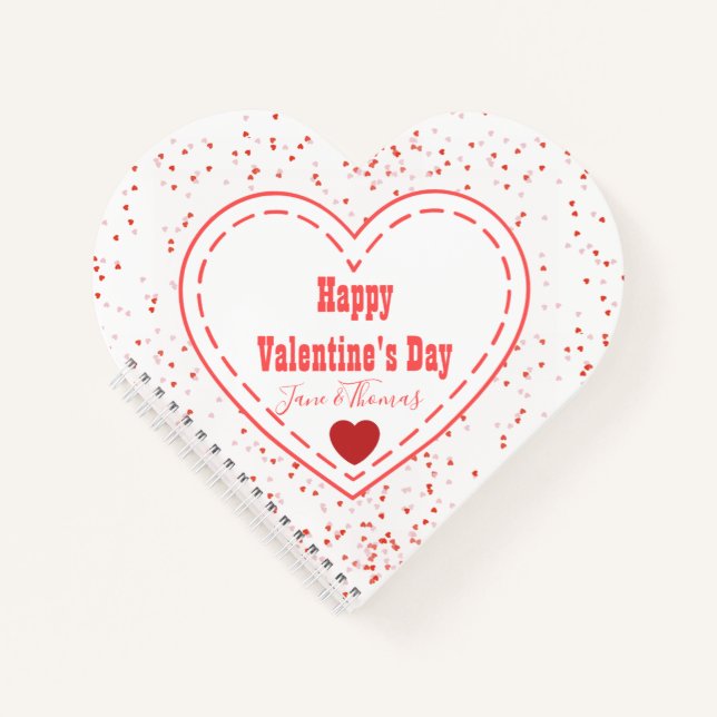 Couple Niedlich Red Heart Modern Happy Valentines  Notizbuch (Vorderseite)