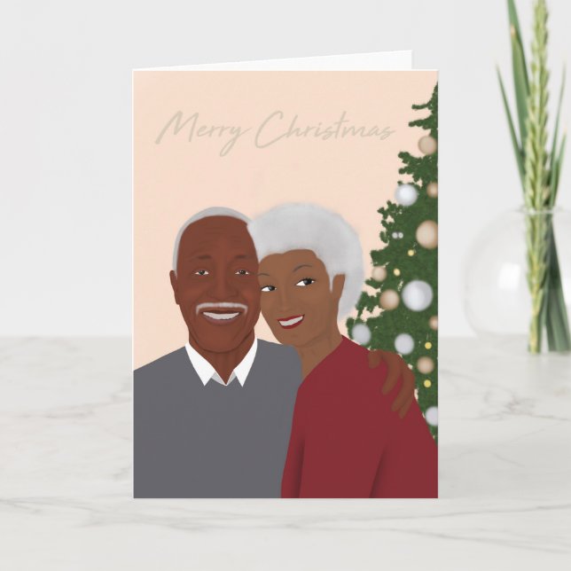 Couple noir, parents, grands-parents Carte de Noël (Devant)