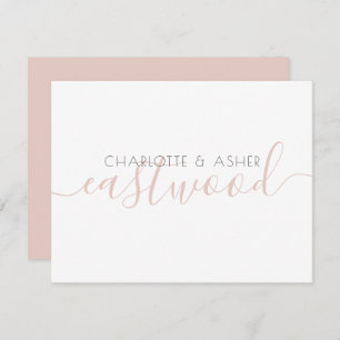 Couple Nom Dusty Pink Monogramme Carte de note