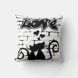 Couple of Kittens in Love on Graffiti Wall Kissen
