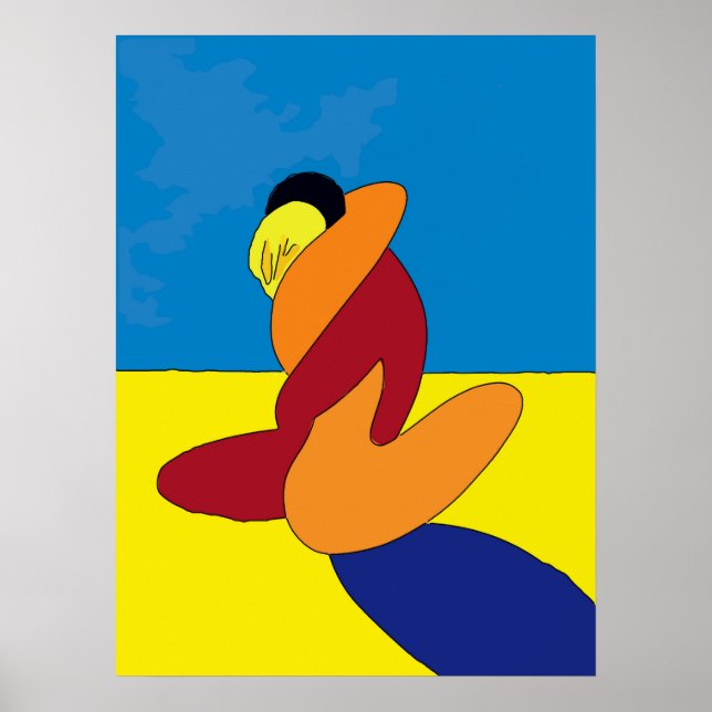Couple on Beach Abstrakt Poster (Vorne)