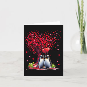 Couple Penguins Cotume Valentine's Day Tree Niedli Karte