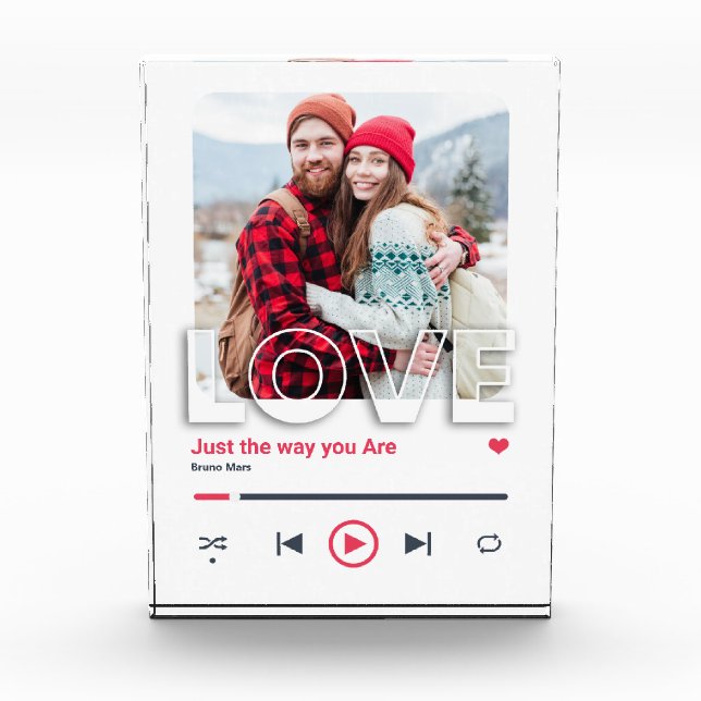 Couple Personalisiert Song Glas Art Cover Geschenk Fotoblock (Vorderseite)